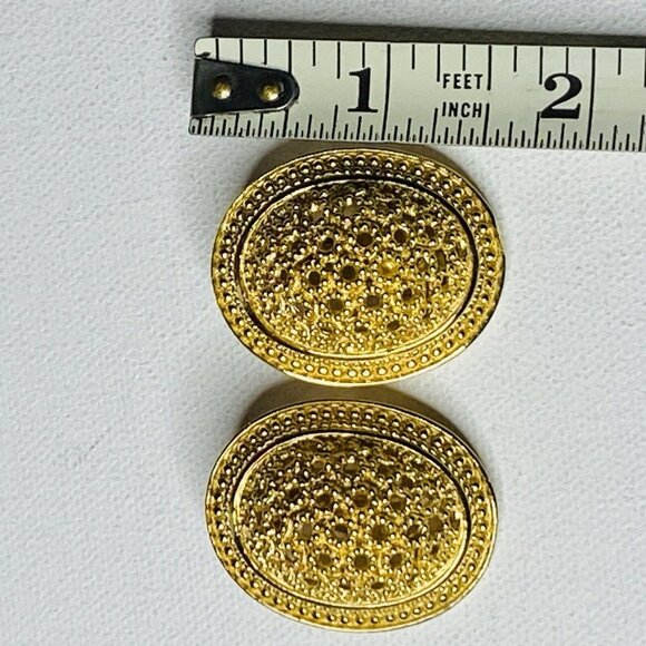 Christian Dior Vintage Large 3D Arch Oval Open work Modernist Clip Earrings - Picture 6 of 7